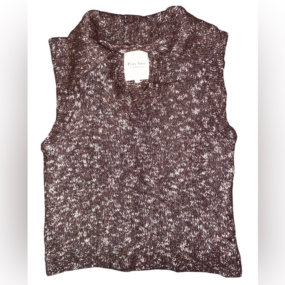 Part Two • Chocolate Marled • Wool Blend • Sweater Vest • Collared • Sleeveless